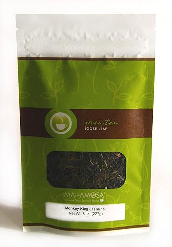 Mahamosa Jasmine Green Tea Loose Leaf (Looseleaf)- Monkey King Jasmine 8 oz, Loose Green tea