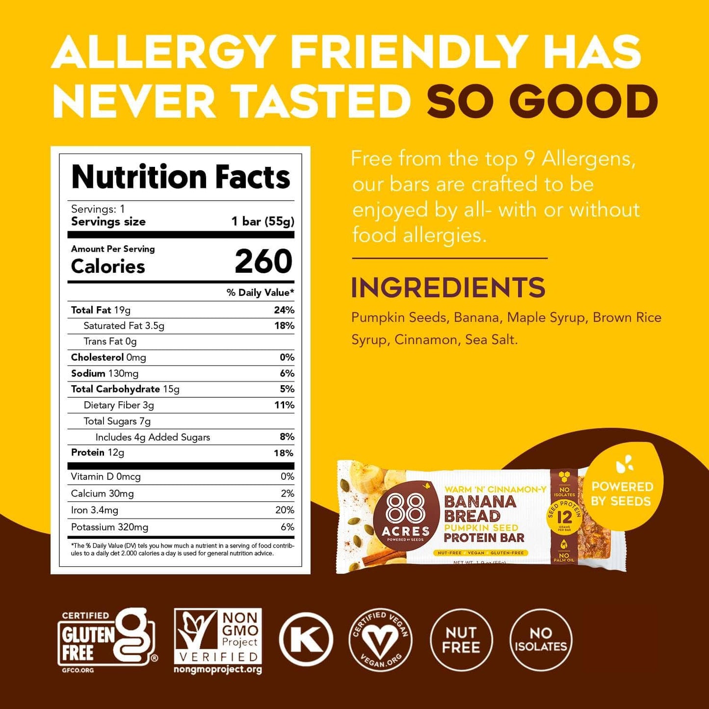 88 ACRES Banana Bread Seed Protein Bar, 1.9 OZ