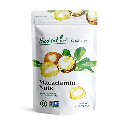Food to Live Dry Roasted Macadamia Nuts Halves and Pieces, 8 Ounces - Oven Toasted Unsalted Snack, Great for Baking and as Topping for Salads, Yogurt