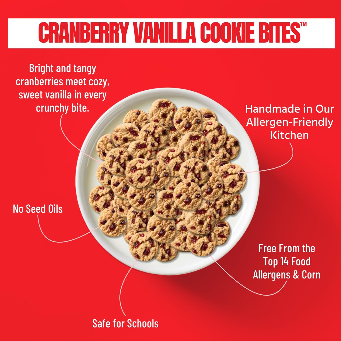 Every Body Eat Cranberry Vanilla Crunchy Cookie Bites - Gluten Free, Dairy Free, Vegan, Seed Oil Free, Allergy Friendly (5 Ounce Pack of 3)