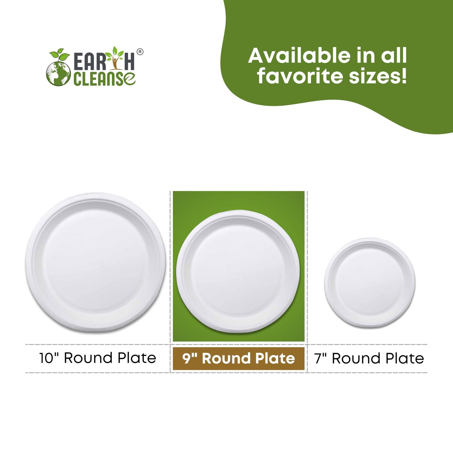 Earth Cleanse Compostable Paper Plates 9 Inch Round 150 Pack - Value Pack Heavy Duty Disposable Plates, Sugarcane Bagasse, Microwave Safe, Leak