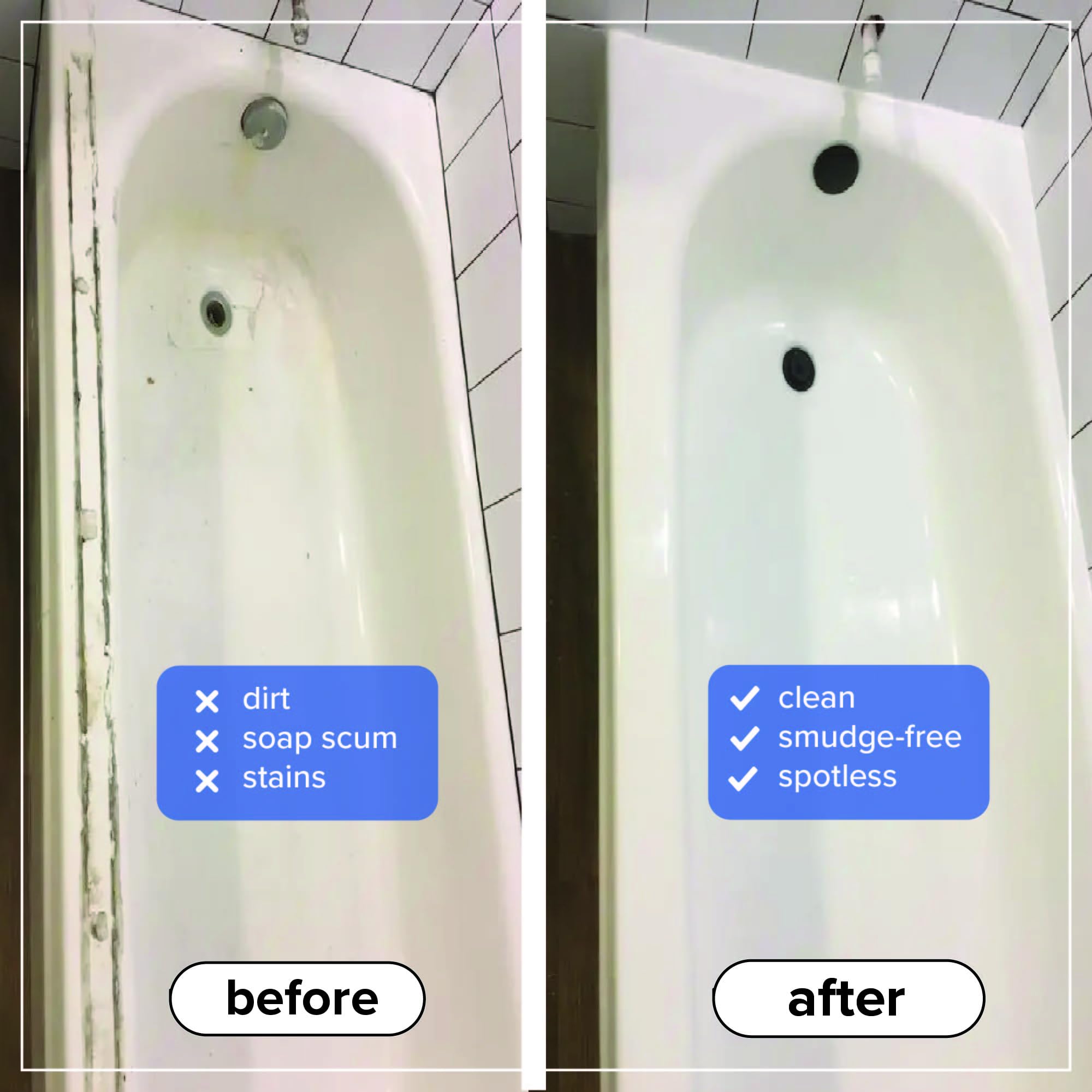 Tillbrook Fiberglass Shower Cleaner - 32 oz Fiberglass Cleaner for Bathtubs, Showers, Tile, Faucets & Bathrooms - Helps Remove Stains from Rust, Soap