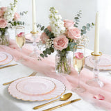 Pink Disposable Plates Plastic Set Of 125? Includes 25 Dinner and Dessert Plates, 75 Gold Cutlery for 25 Guests for Wedding Birthday Parties Baby