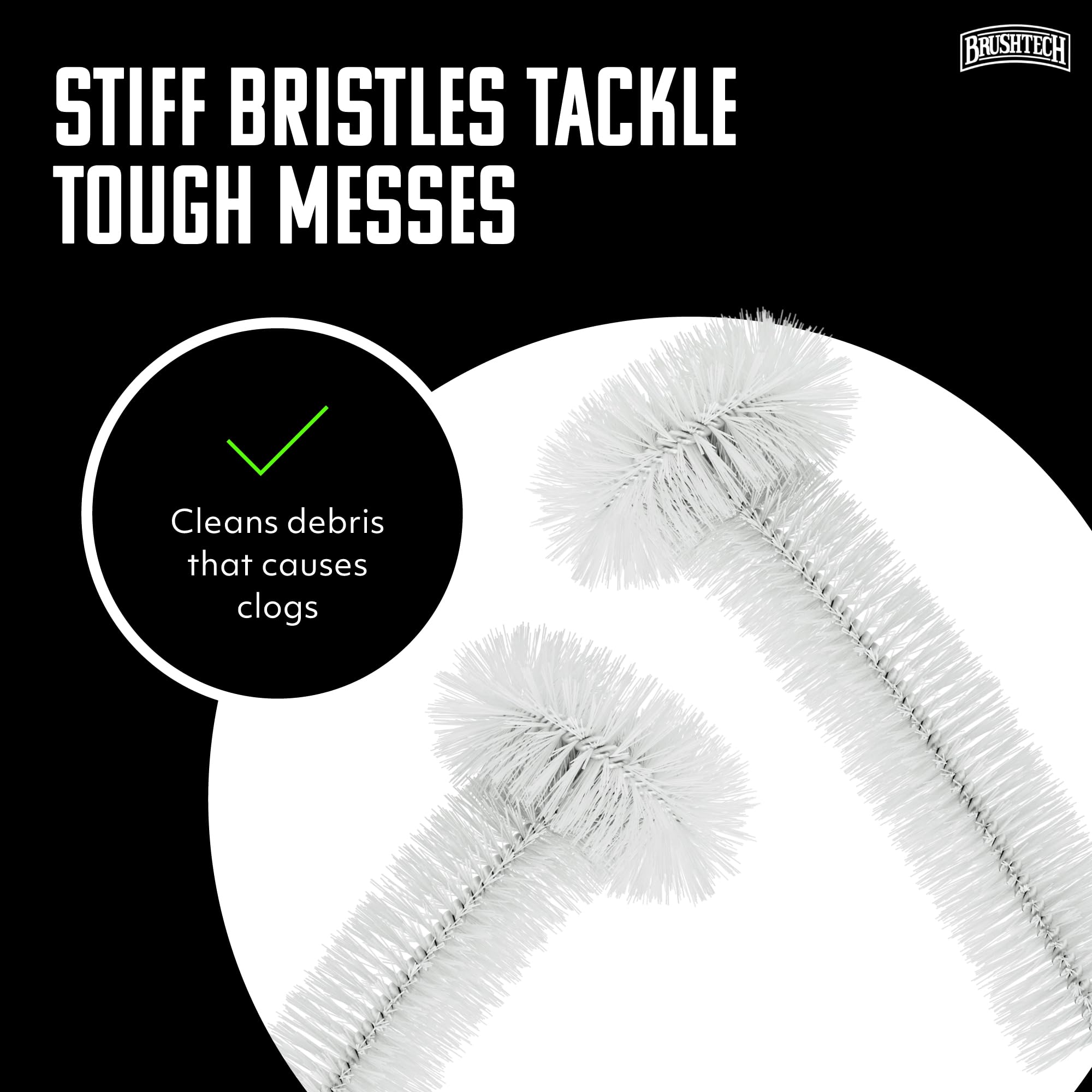 Brushtech Kitchen Sink Disposal Brush - Ergonomic T-Handle Cleaner with Rounded Bristles Designed to Remove Odor-Causing Debris from Sink Drains