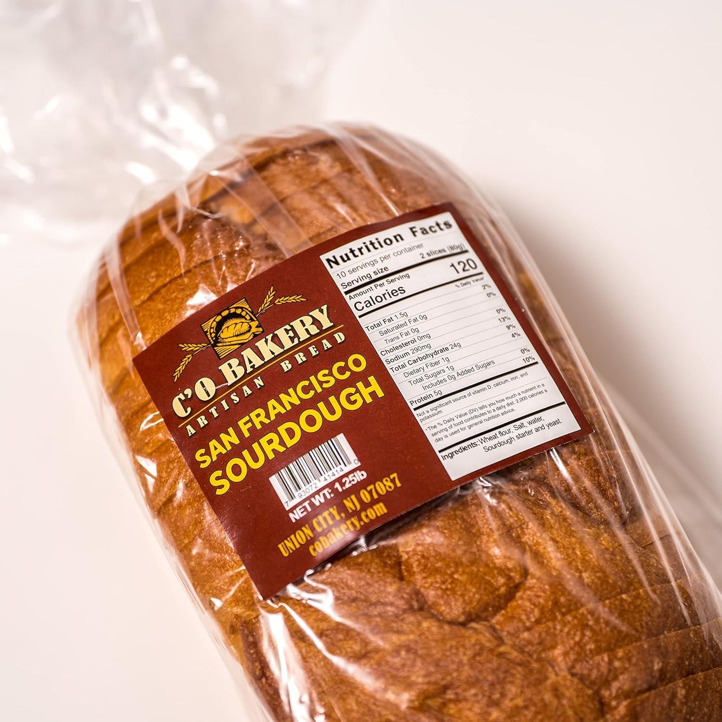 C'O Bakery San Francisco Sourdough Bread - Artisan Bread Handmade - All Natural, High Fiber, Sliced Sandwich Loaf Multipack (Pack of 4 Loaves)