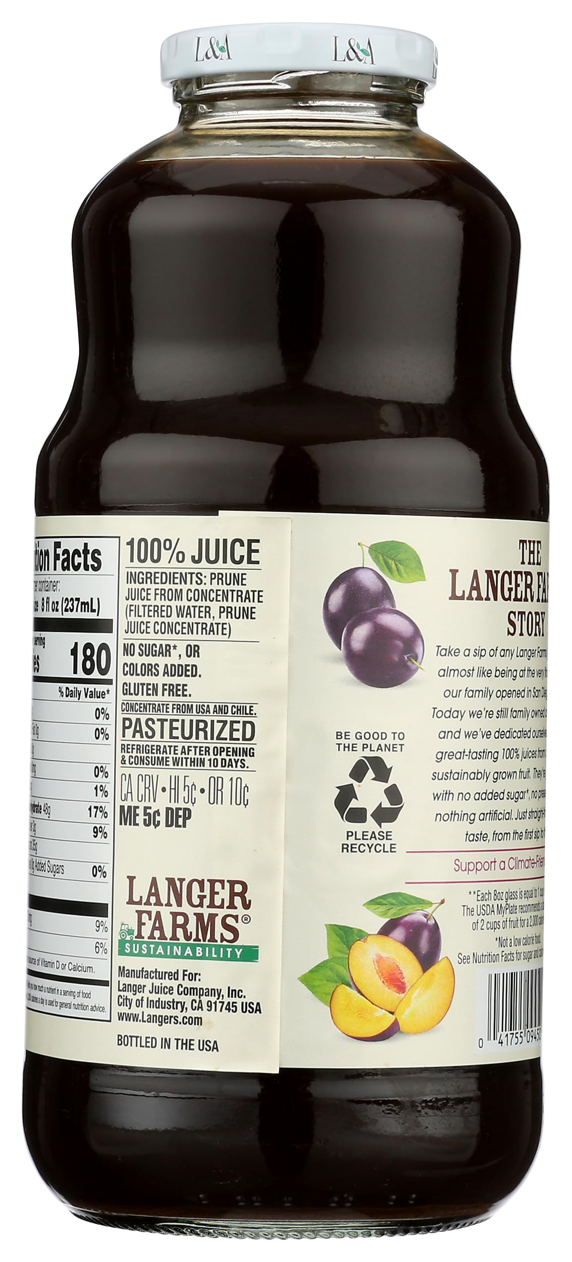 L & A Juice All Prune Juice, 32 fl oz