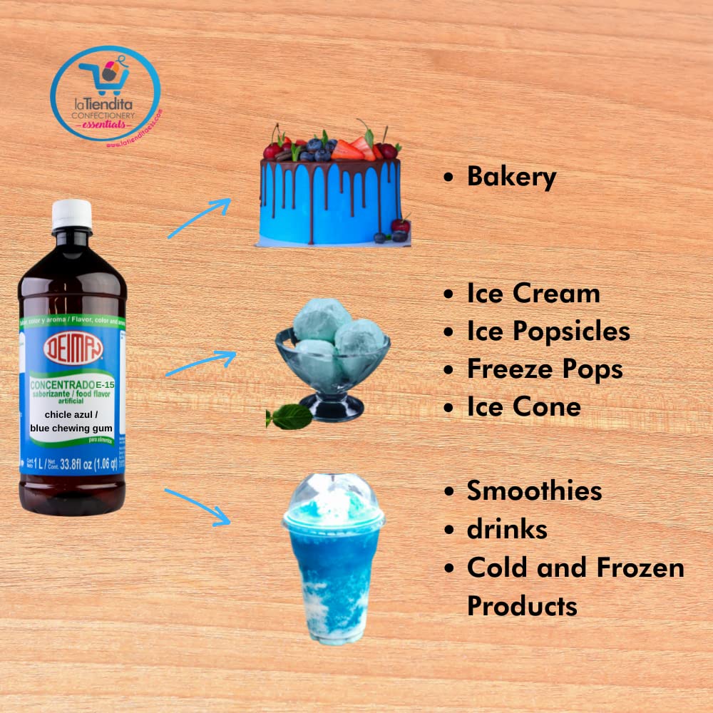 Deiman Artificial Food Flavoring Blue Chewing Gum Concentrate E-15 (33.8 fl oz)