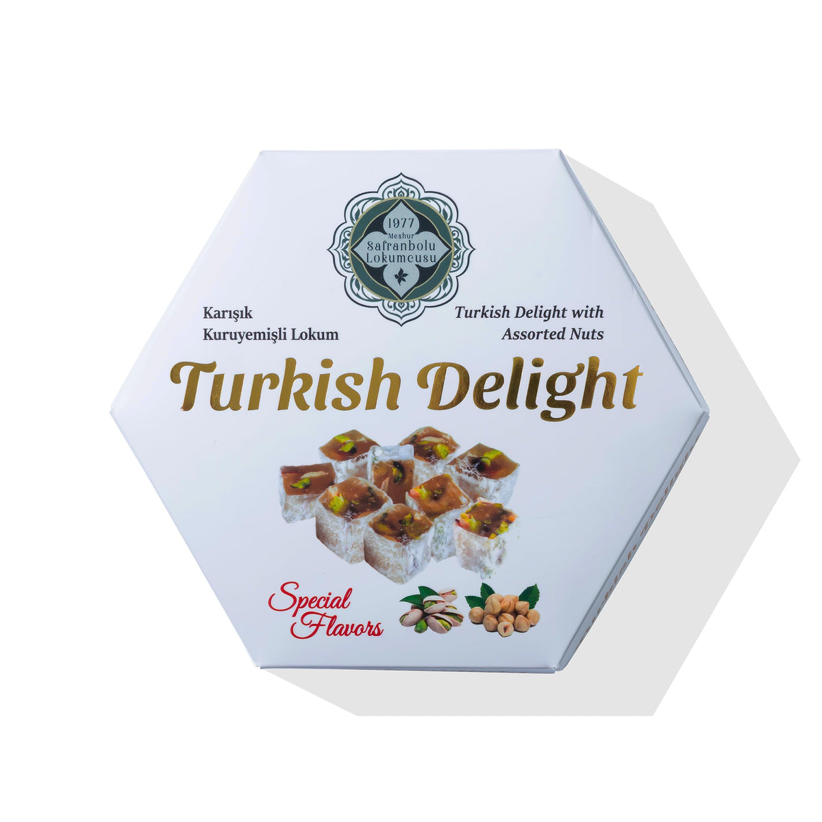 Me?hur Safranbolu Lokumcusu Turkish Delight Pistachios, Hazelnuts and Almonds: Gourmet Candy & -Snack Lovers, Turkish Delight Candy Gift Box, Covered