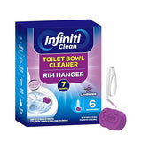 Infiniti Clean Toilet Bowl Cleaner Rim Hanger, 6 Count Automatic Bowl Toilet Cleaner, Cleans and Freshens Toilet Bowl, 7 Month (Lavender)