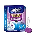 Infiniti Clean Toilet Bowl Cleaner Rim Hanger, 6 Count Automatic Bowl Toilet Cleaner, Cleans and Freshens Toilet Bowl, 7 Month (Lavender)