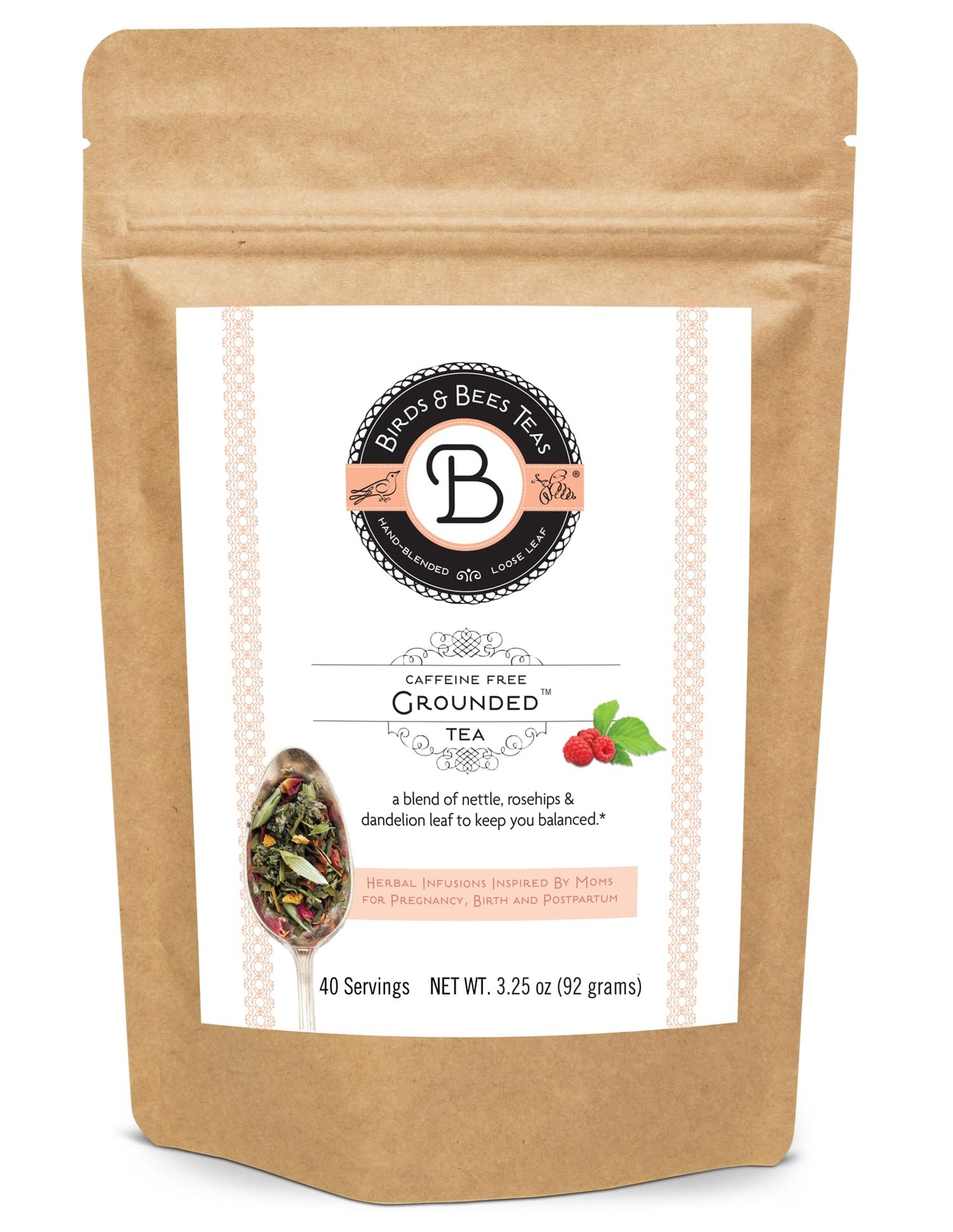 Birds & Bees Teas - Fertility Tea & Pre Conception Tea, Grounded Pregnancy Tea is a Red Raspberry Leaf Blend for a Great Natural Cleanse and Detox, 40