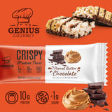 Genius Gourmet Crispy Protein Treat, Chocolate Peanut Butter, Keto Snack, Low Carb, Low Sugar & Gluten Free, Protein Snacks for Adults, 10G of Whey