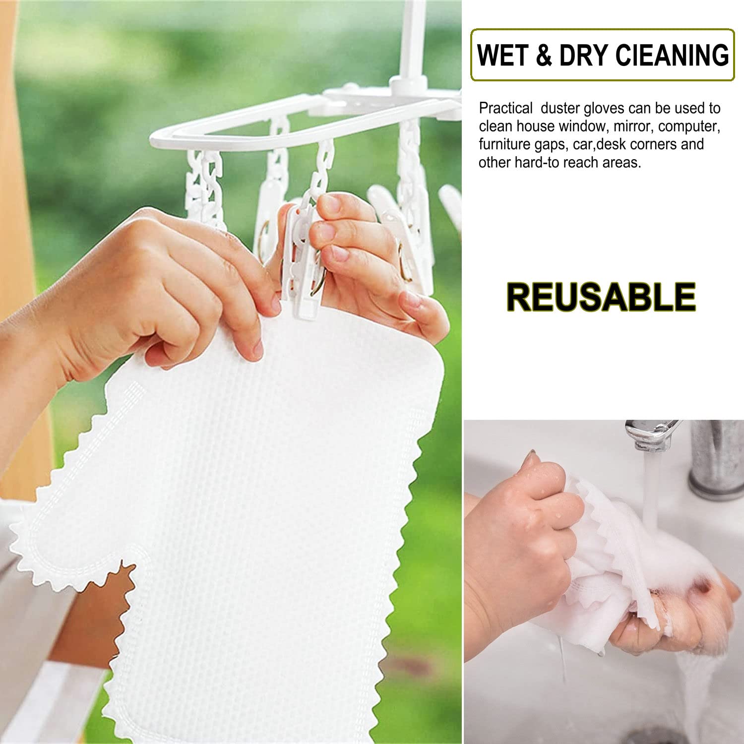 ARAINY Home Disinfection Dust Removal Gloves Microfiber Dusting Gloves 50PC Non-woven Fish Scale Diposible Cleaning Gloves Duster for Car Truck