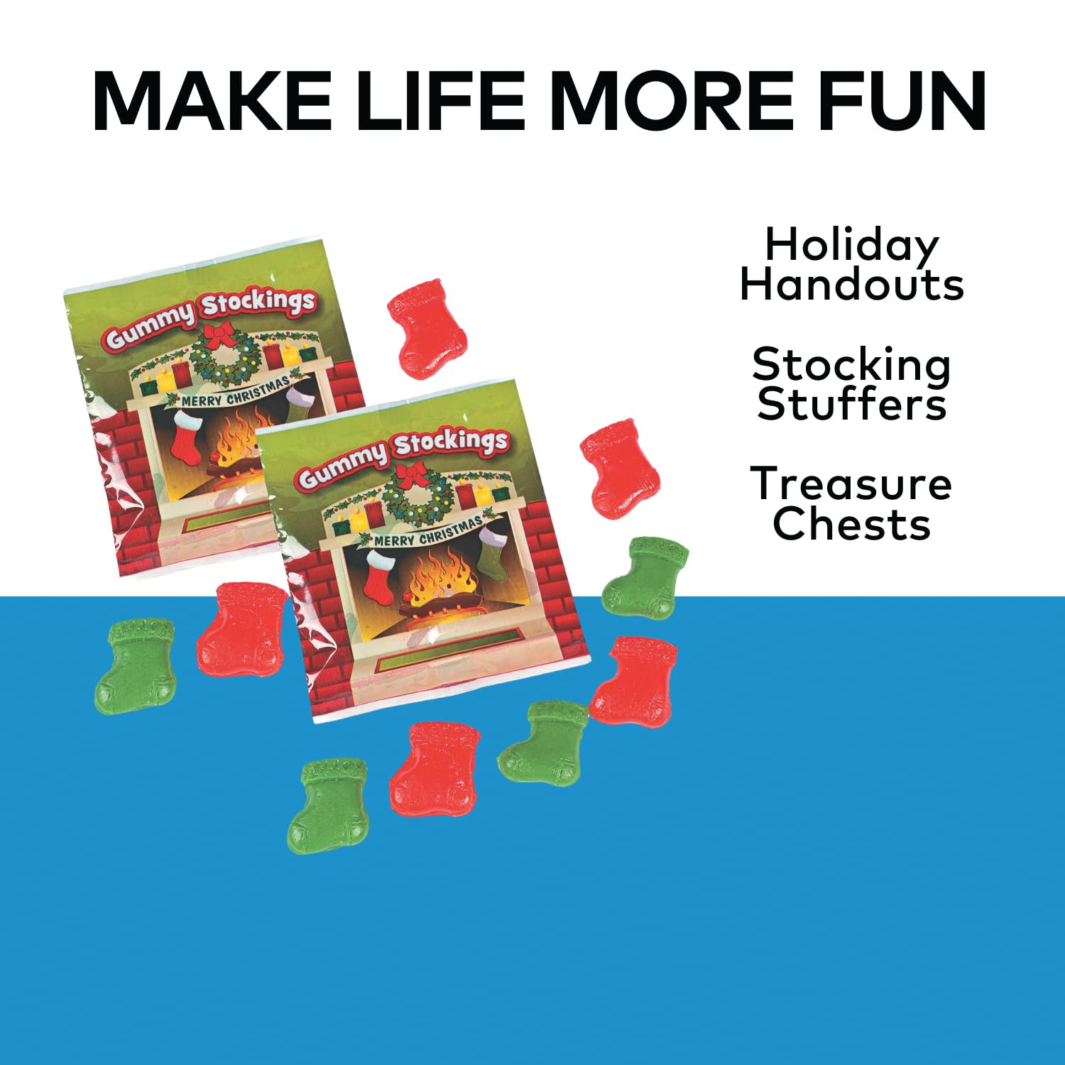 Fun Express Gummy Candy Bulk - Christmas Stocking Stuffers Cherry & Green Apple Fruit Gummies | 18 Individually Wrapped Candy Packs for Kids Party