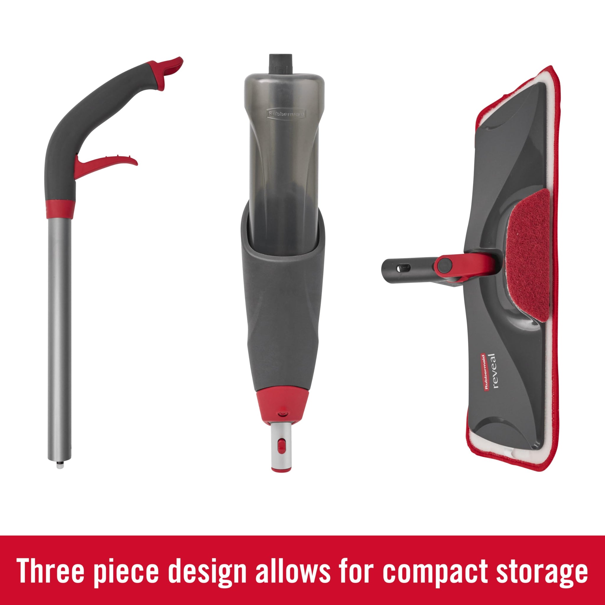 Rubbermaid Reveal Spray Mop Floor Cleaning Kit, 3 Reusable Microfiber Wet Pads, 1 Refillable Bottle, Cordless, Multi-Surface Mopping for All