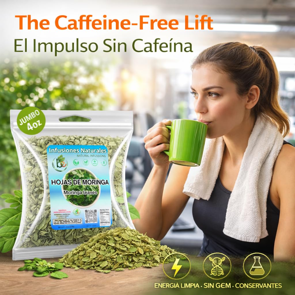 Moringa Leaf Tea - 4 oz (113 g) - 100% Natural Loose Leaf | Non-GMO, Vegan, Caffeine-Free Herbal Infusion - Dried Oleifera Leaves (Té de Hojas de