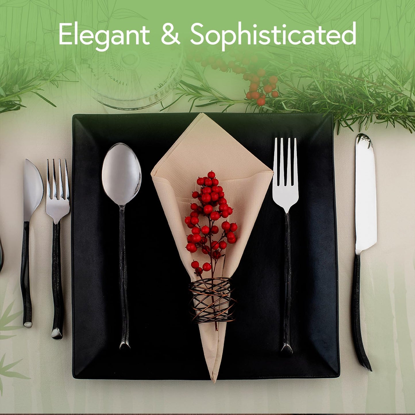 100% Bamboo Compostable Napkins (250-Pack) | Heavy Duty Napkins for Lunch, Dinner, Events, Occasions & Entertaining | Eco Friendly | 3-Ply FSC