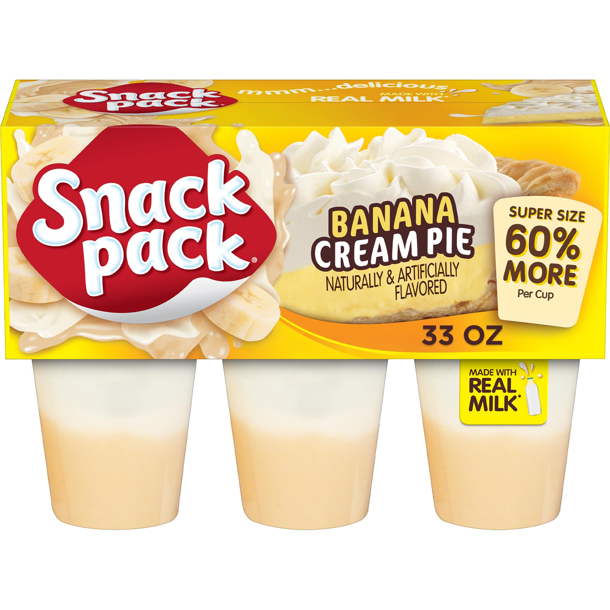 Snack Pack Super Size Banana Cream Pie Flavored Pudding Cups, 5.5 oz., 6-Count