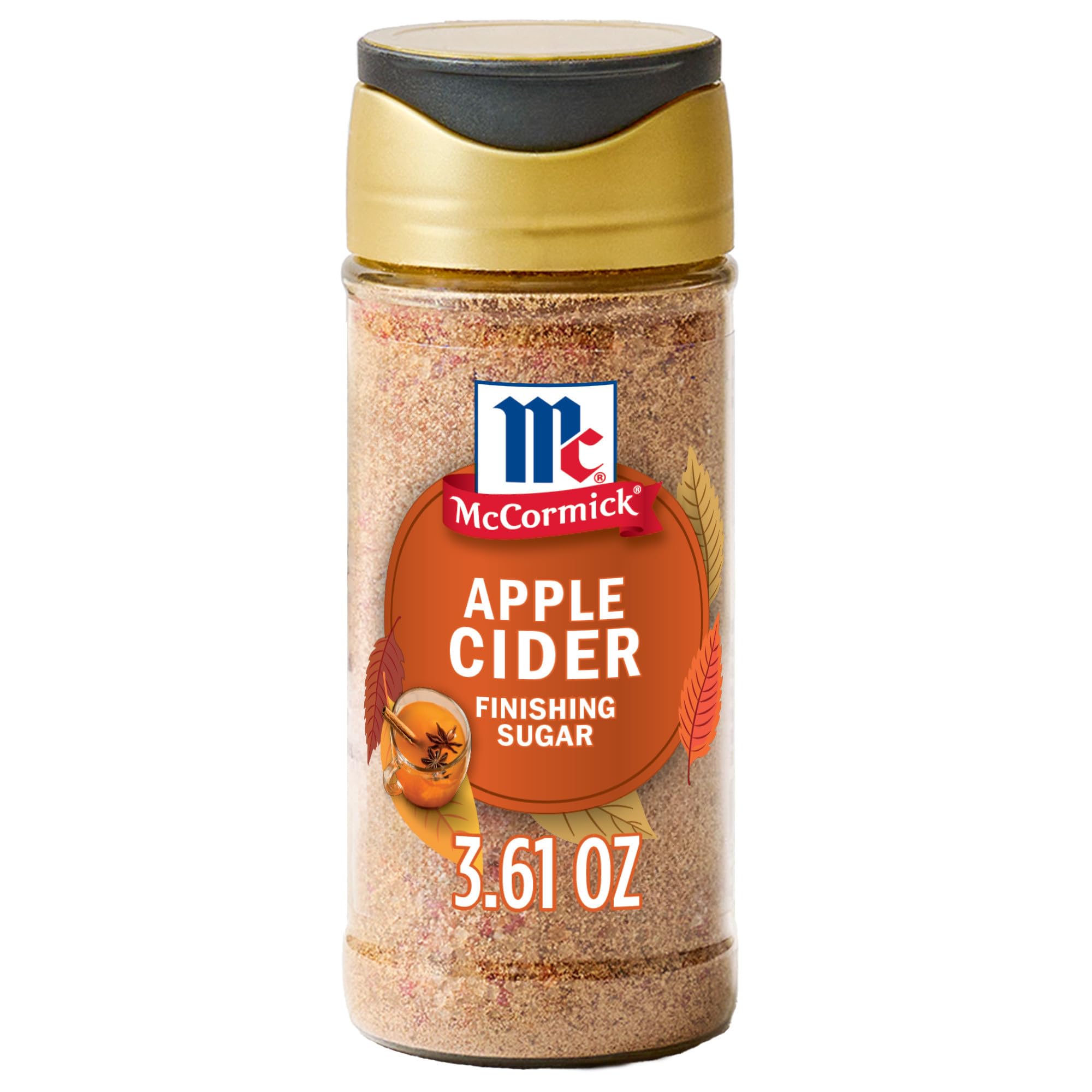 McCormick Finishing Sugar, Apple Cider, Limited Edition, Sweet Blend of Tart Apple and Warm Spices, For French Toast, Cookies, Muffins, Pancakes, Donuts, and More, 3.61 oz