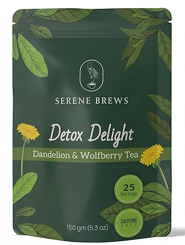 Dandelion Wolfberry Tea - Liver Cleanse, Detox & Repair, Kidney Detox - 100% Natural, Non-GMO, Premium Dandelion Root & Wolfberry Blend - 150 g (25