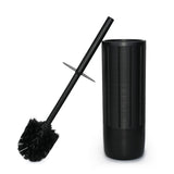 Indecor Home Matte Black Ribbed Design Resin Toilet Bowl Holder and Brush Set, Durable Bathroom Cleaning Tool with Ergonomic Handle and Efficient