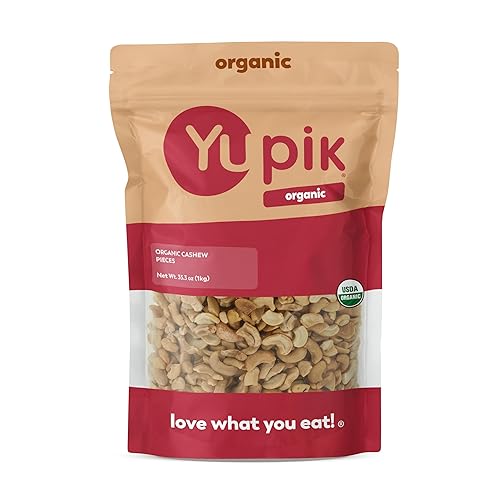 Yupik Organic Raw Cashew Pieces, 2.2 lb (35.2 oz), Gluten-Free, Kosher, Non-GMO, Vegan, Chopped Nuts, Unsalted, Unroasted, Oil-Free, Crunchy Cashews