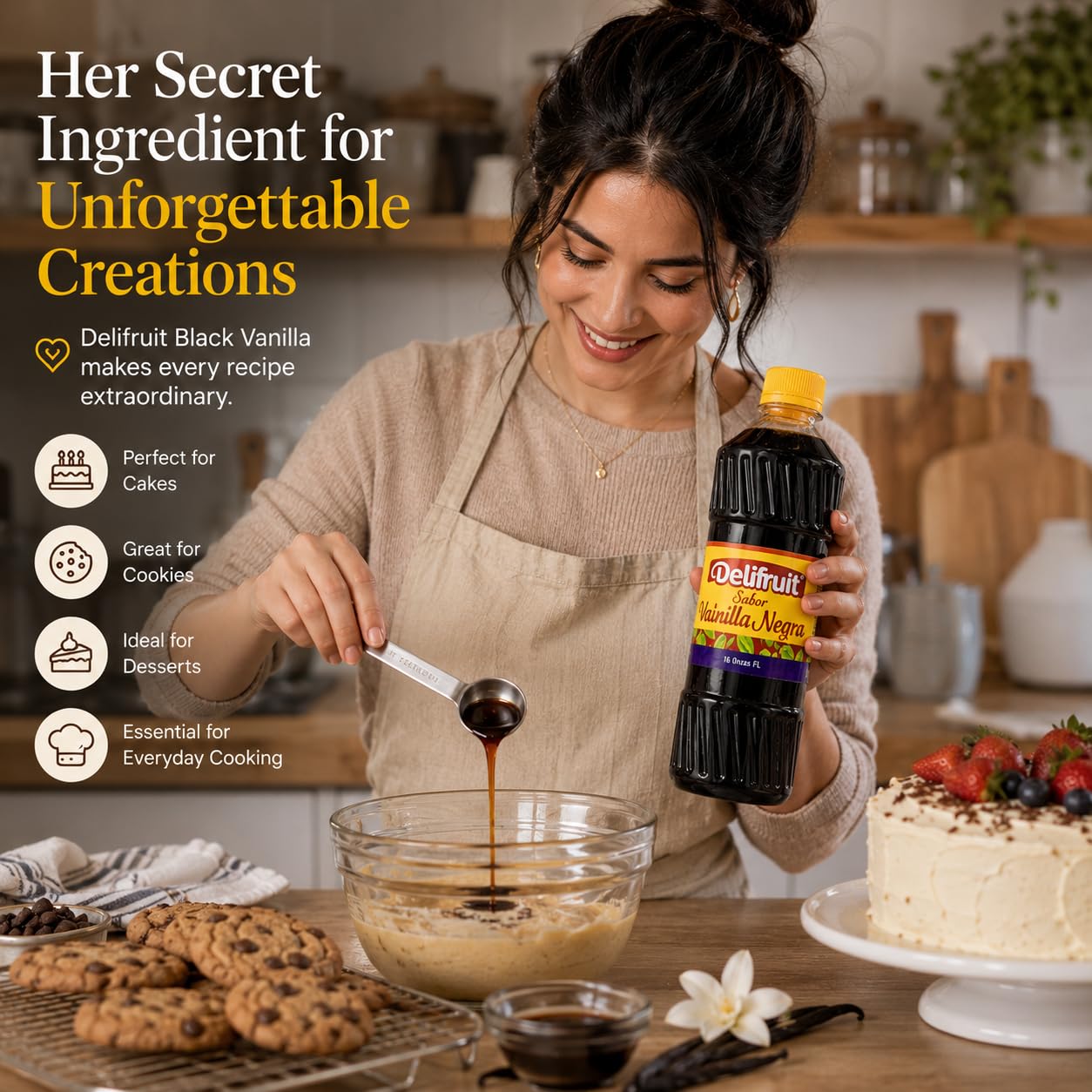 Delifruit Black Vanilla Extract From Dominican Republic 16 Oz.