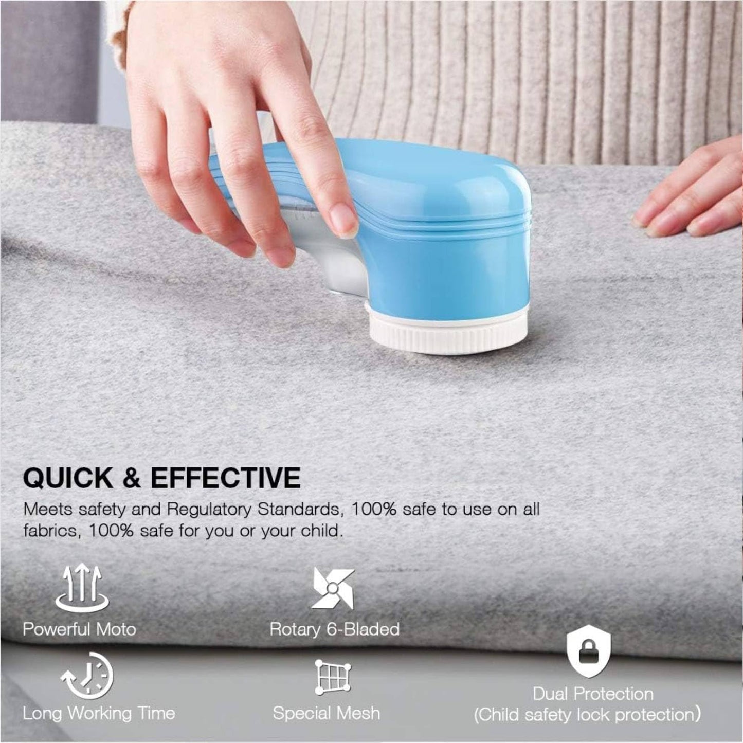 Fabric Shaver, Lint Remover for Clothes, Electric Lint Remover with 3 Replaceable Blades, Removes Fabric Pills, Rechargeable Sweater Defuzzer Pill