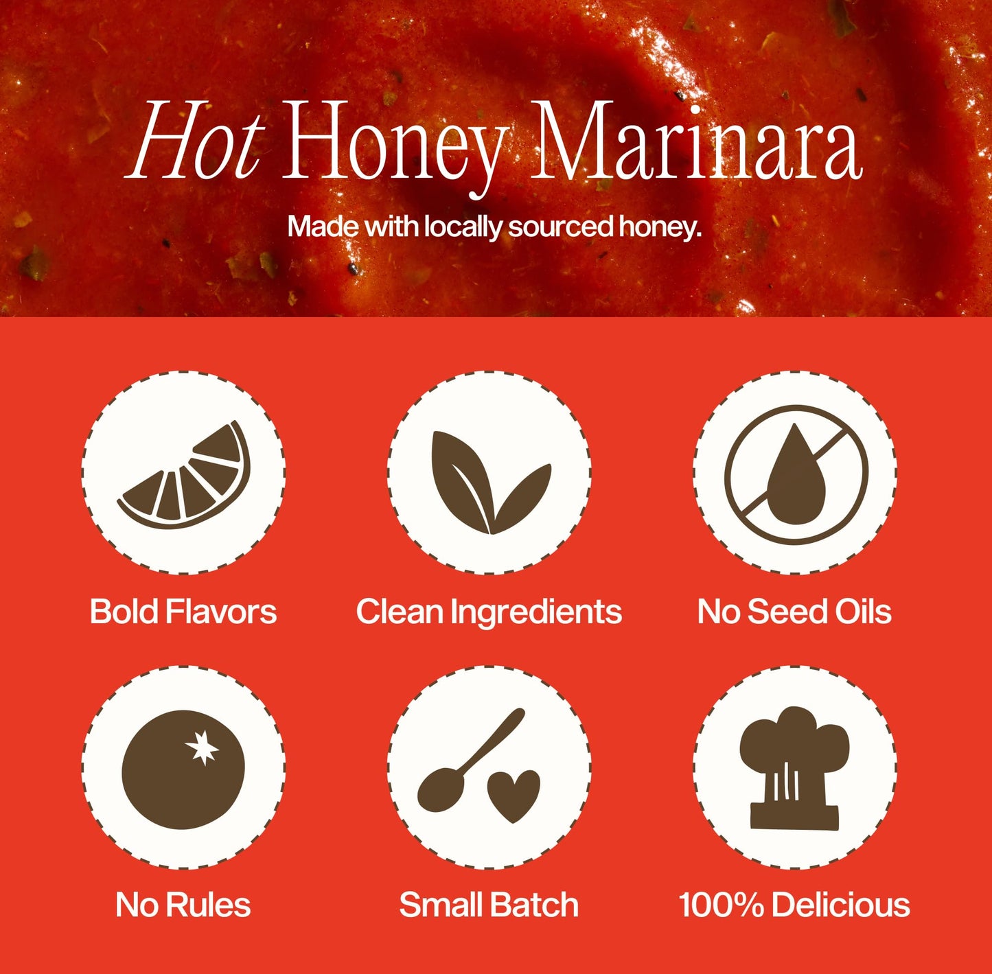 Sauz Hot Honey Marinara Sauce | Clean Ingredients, No Seed Oils, Gluten-Free | Sweet & Spicy Tomato Sauce for Pasta, Pizza, Spaghetti & More | Crafted