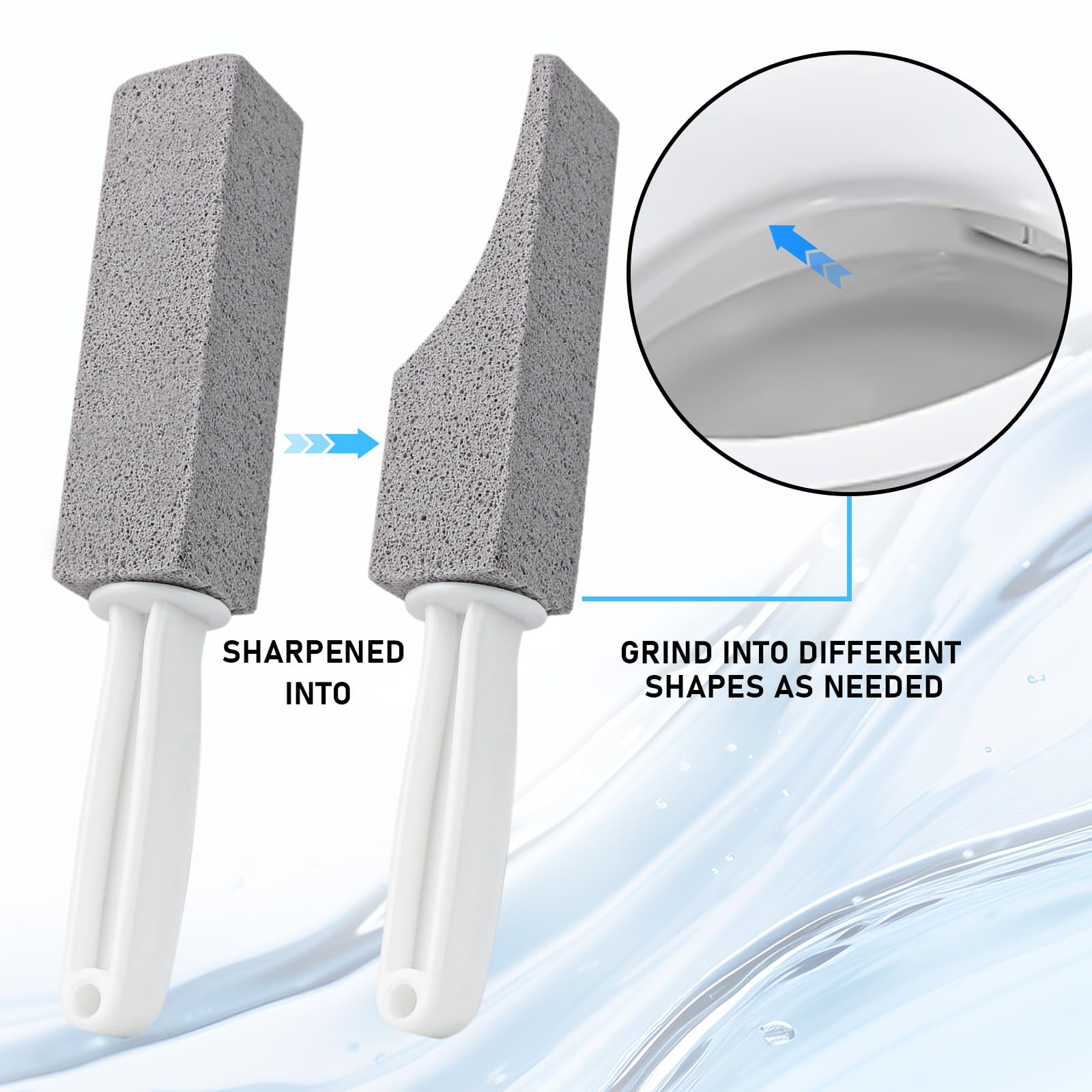 ddLUCK 4 Pack Pumice Cleaning Stone with Handle, Toilet Bowl Cleaner Toilet Brush with Non-Slip Long Plastic Handle for Kitchen/Bath/Pool/Household