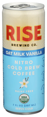 Rise Brewing Co, Coffee Nitro Cold Brew Vanilla Oat Milk Latte Organic, 7 Ounce
