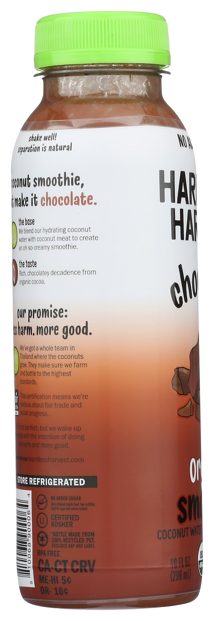 Harmless Harvest, Organic Chocolate Coconut Smoothie, 10 Fl Oz Bottle