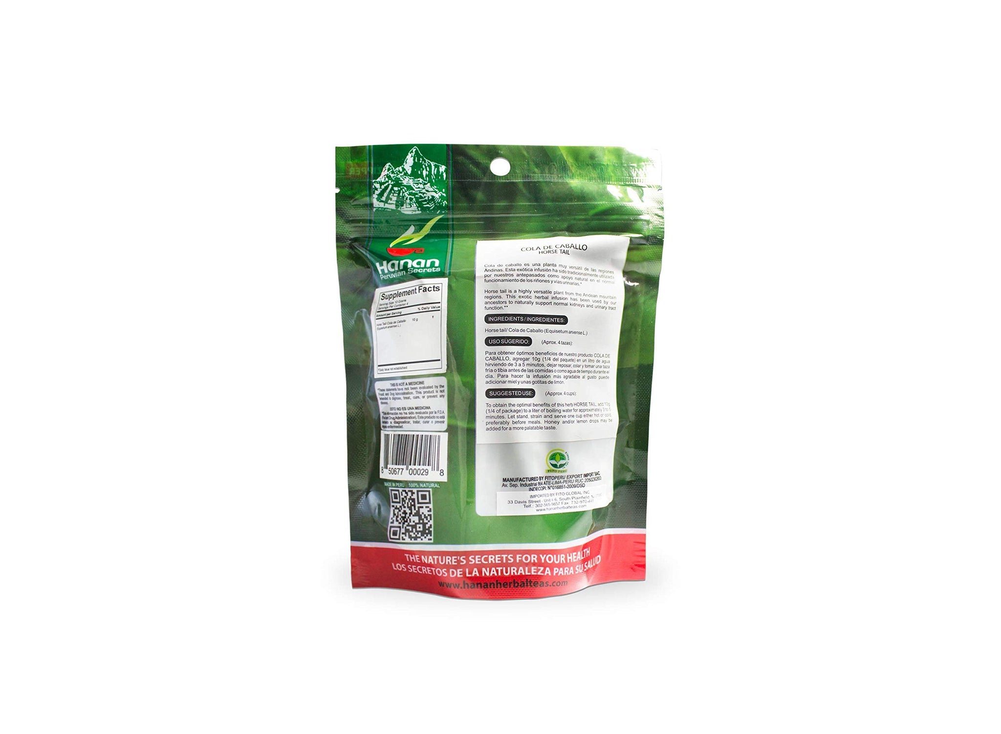Hanan Peruvian Secrets Cola de Caballo Herbal Tea | 100% Natural Horsetail | 1.41oz / 40g | Naturally Aids in Maintaning Healthy Urinary Tract