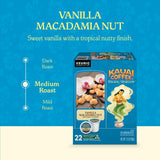 Kauai Coffee K-Cup Pods for Keurig Brewers - Arabica Coffee, 10% Hawaiian - Medium Roast, Vanilla Beans with Toasted Macabamia Nuts - Vanilla