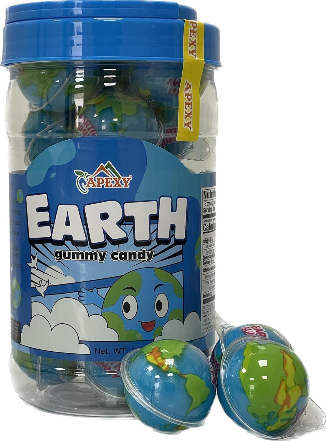Apexy Earth Gummy Candy with Fruity Liquid Center Fat Free Fun & Delicious Space- Themed Treats Great for Halloween, Birthday, Trick Or Treat, Party