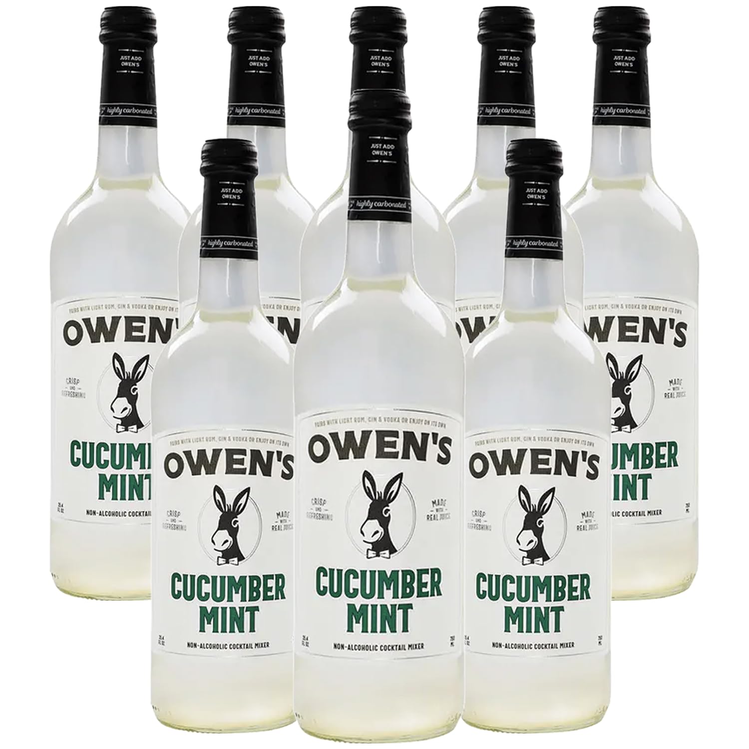 Owen’s Craft Mixers | Cucumber Mint 8 Pack 750ml | Handcrafted in the USA with Premium Ingredients | Vegan & Gluten-Free Soda Mocktail and Cocktail