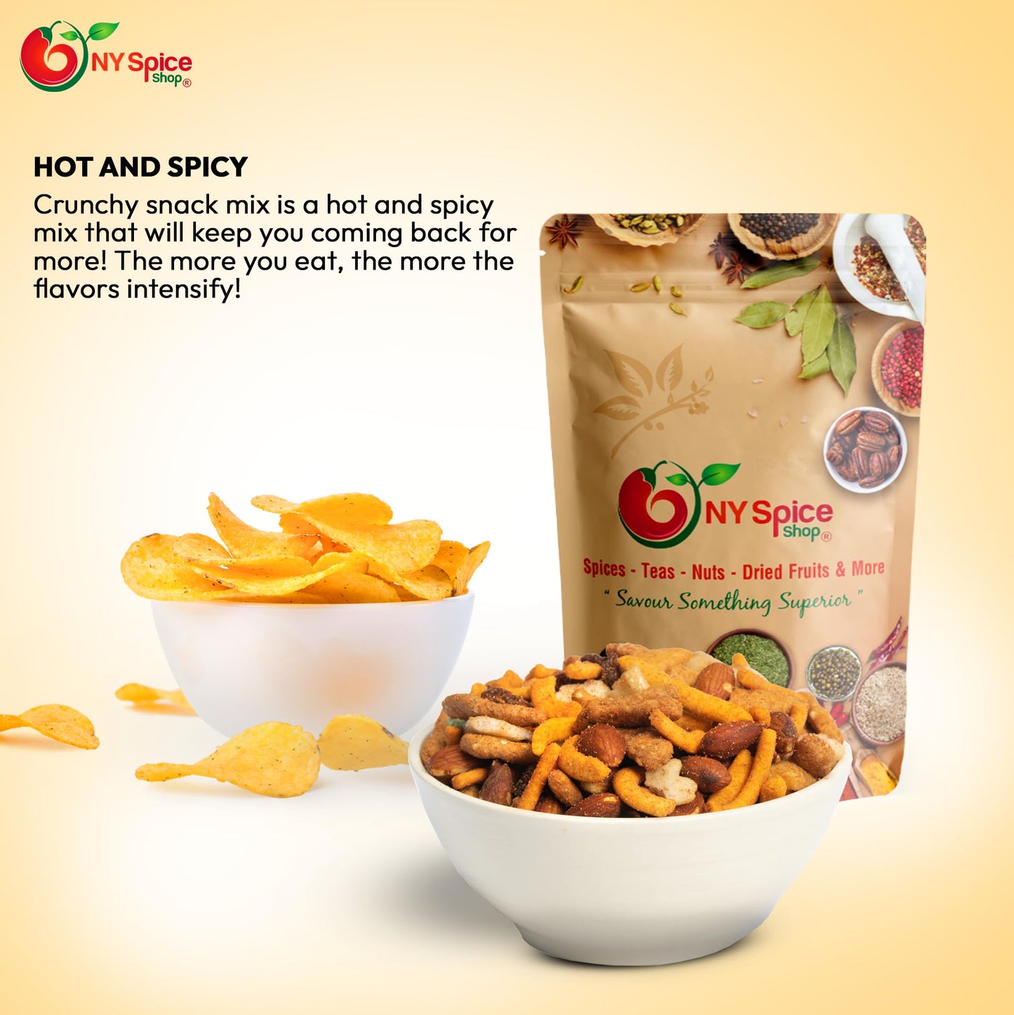 NY SPICE SHOP Cajun Hot Mix - 1 lbs. (Pound) Hot Cajun Snack Mix - Crunchy Spicy Snack Mix - Hot Cajun Snacks Spicy Mix - Sweet & Salty Nutty Crunchy