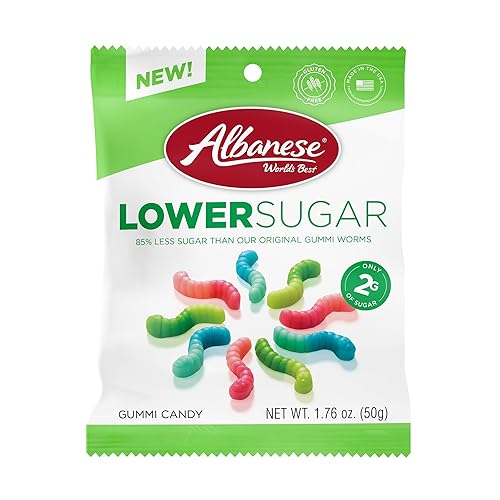 Albanese World's Best Lower Sugar, Gluten Free Mini Gummi Worms, 1.76oz Bag