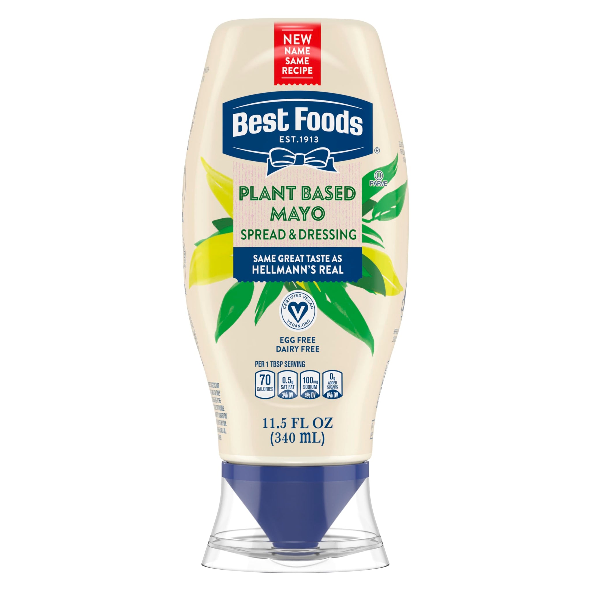 Best Foods Plant Based Dressing and Spread Vegan 1 ct for a Rich, Creamy Plant-Based Alternative to Mayo Same Great Taste, Plant Based, Free From Eggs