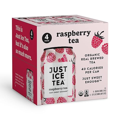 Just Ice Tea Organic Raspberry Black Tea 4 Pack, 12 Fl Oz