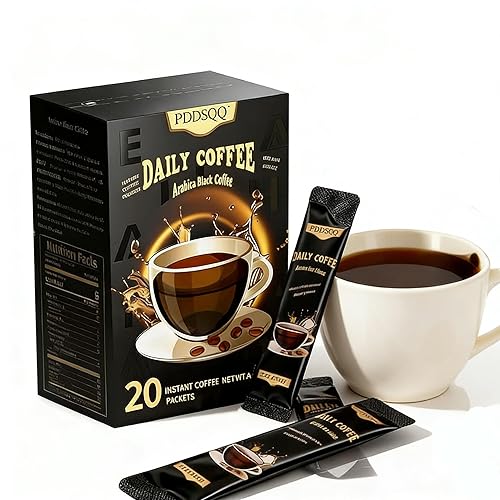 Instant Coffee Packets, Medium Roast Arabica Coffee Beans, Sugar Free, Hot or cold brew, no allergens, Black Coffee Bulk 20 Count Single Serve (3oz
