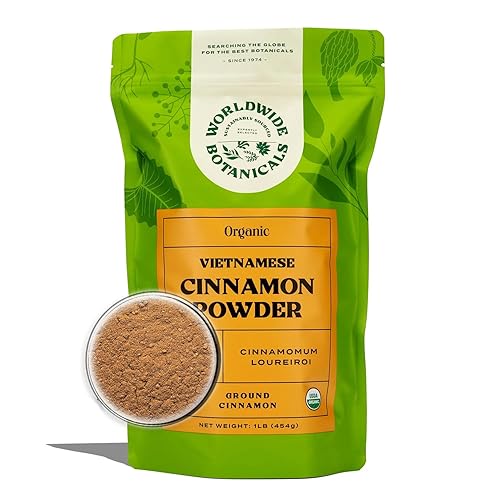 Worldwide Botanicals Organic Vietnamese Cinnamon Powder, 1 Pound - Premium Ground Cinnamon Spice - 100% Pure | Sustainably Harvested in Wild Forests |