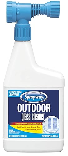 Sprayway Outdoor Glass Cleaner, 32oz | Streak-Free Shine, Foaming Action | Ideal for Windows, Patio Doors, and Outdoor Glass Surfaces