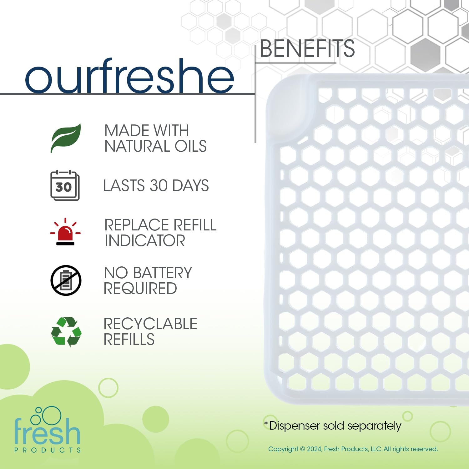 Fresh Products ourfreshe Plug In Air Freshener 30 Day Refills Replace Messy Aerosols with Dry Fragrance For Use in Medium Sized Spaces Coconut Vanilla