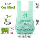 YORJA 1.6 Gallon Tie Handles Compost Trash Bags 120 Food Scrap Bags, Compostable Kitchen Waste Bags with Europe EN13432 & ASTM D6400 Certified