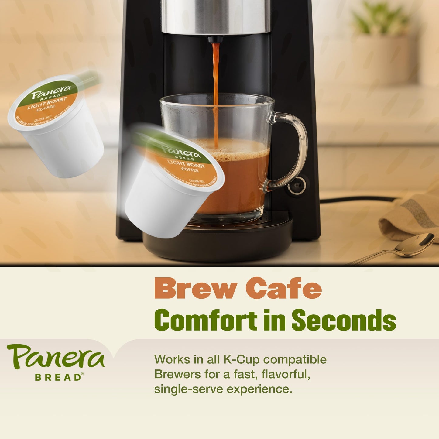 Panera Bread Light Roast Coffee Pods, 100% Arabica Coffee Keurig Compatible Cups,, Breakfast Blend Single Serve Pods, Smooth & Balanced, Kosher