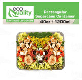 EcoQuality 40oz Disposable Bowls - Rectangular Compostable Sugarcane Fiber Biodegradable Paper Bowls Eco-Friendly Oblong Take Out Food Containers
