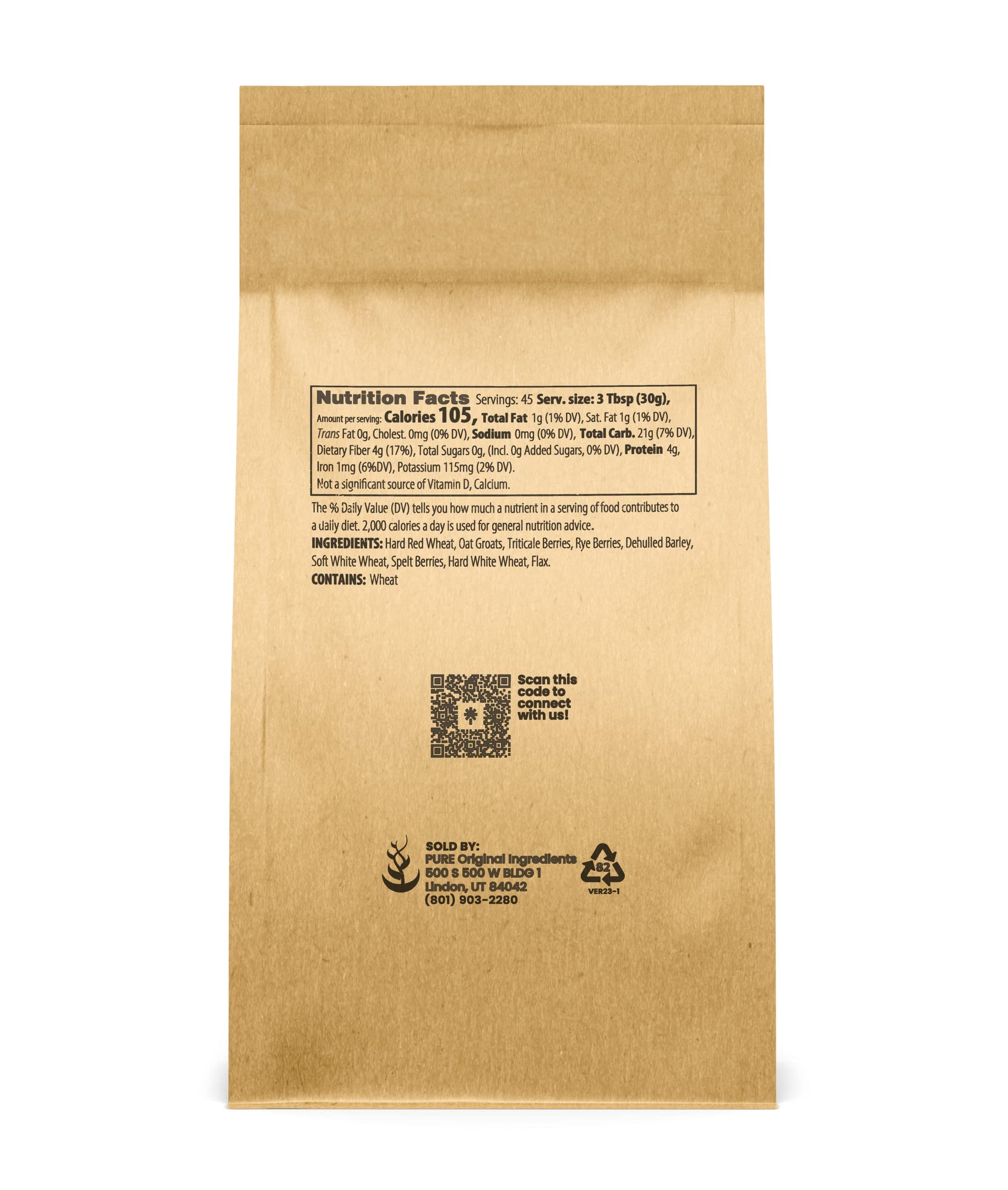 Pure Original Ingredients 9 Grain Flour (3 lb), Bread, Dough, Storable, Transportable, No Additives or Fillers