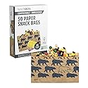 Lunchskins Compostable Snack Bags - 50 Count | Bear Design | Eco-Friendly Food Storage Bags Made from Unbleached Kraft Paper with Recyclable