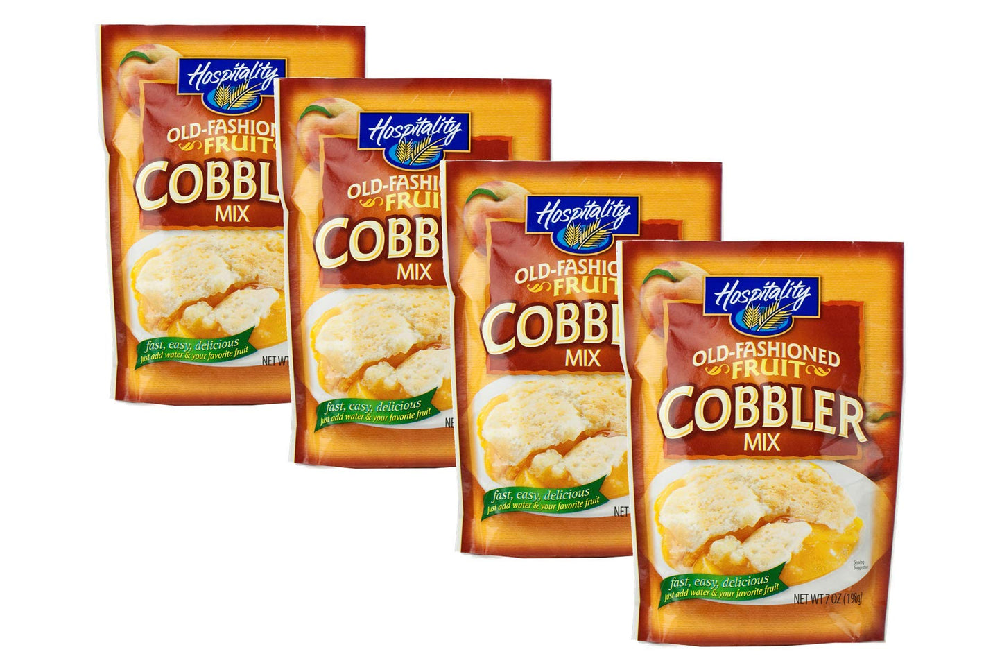 Hospitality Old Fashioned Fruit Cobbler Mix or Fruit Crisp Mix - Four 7 oz. Packets (Fruit Cobbler Mix)